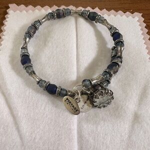 Alex and Ani Vintage Sixty-Six silver and blue wrap bracelet